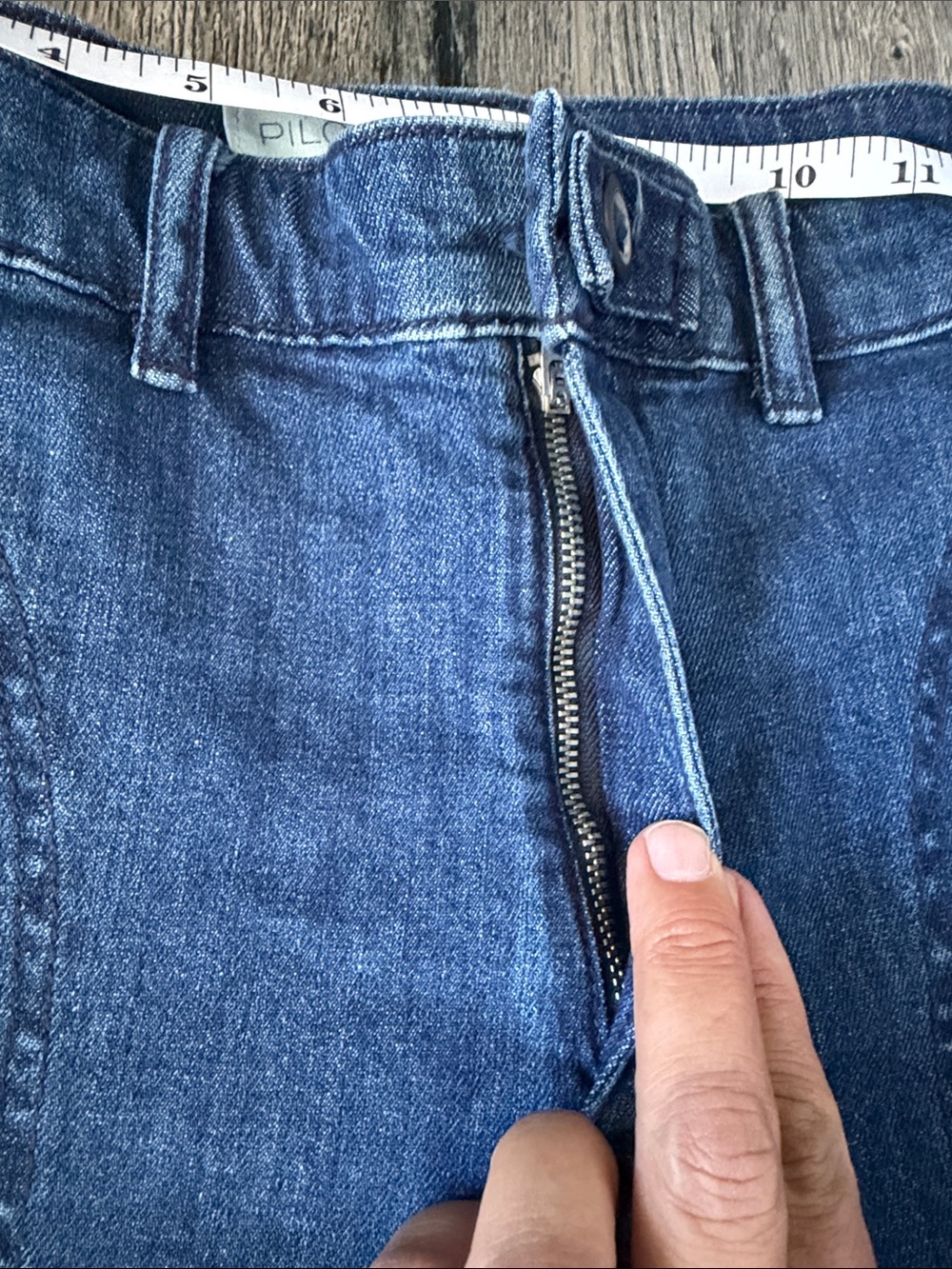Pilcro Wide-Leg Flare Jeans in Dark Blue Denim - Picture 6 of 15